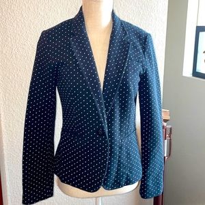 Banana Republic Navy and White Polka Dot Blazer in Size 4